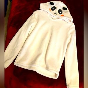Tucker + Tate cute fuzzy white fleece panda hooded pajama sleepwear top XL